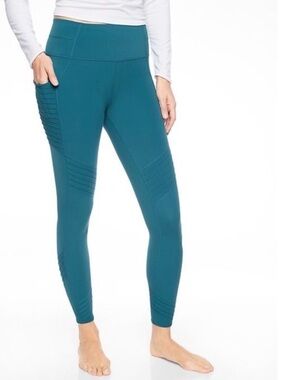 Athleta Teal High-Waist Moto Leggings